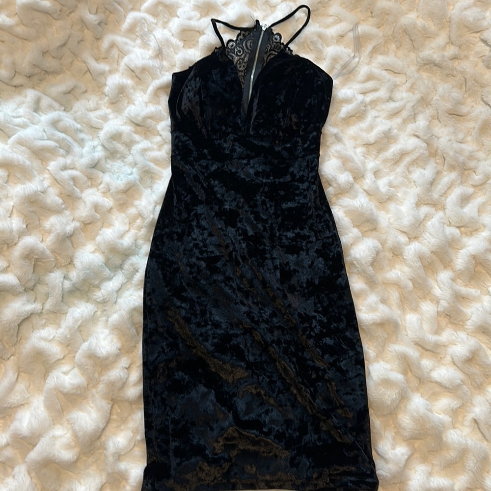 Suede black cocktail dress